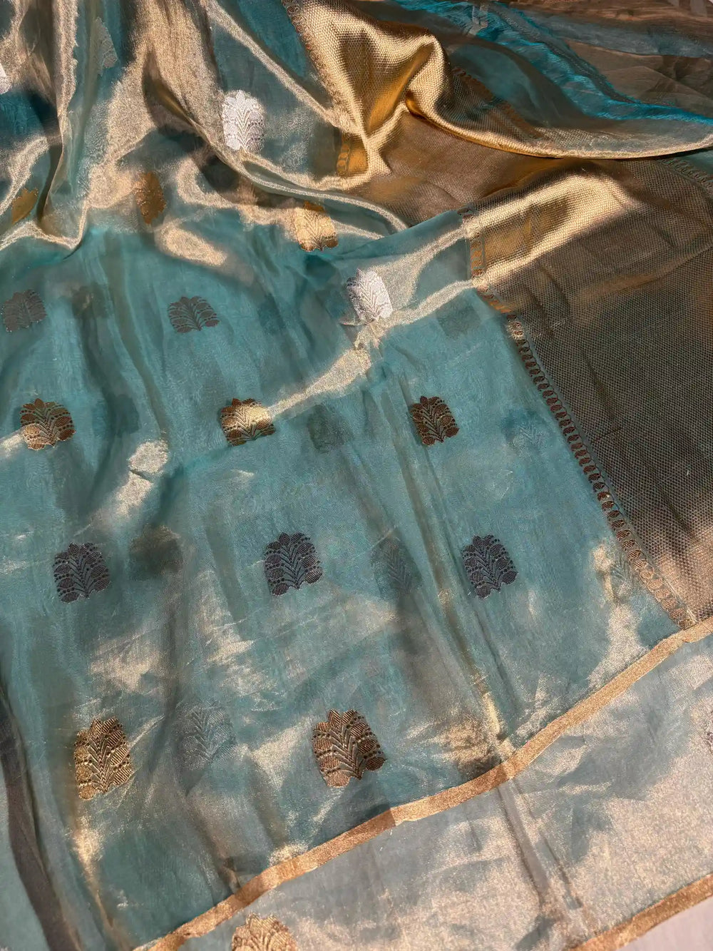 Mint Green Handwoven Pure Tissue Silk Saree