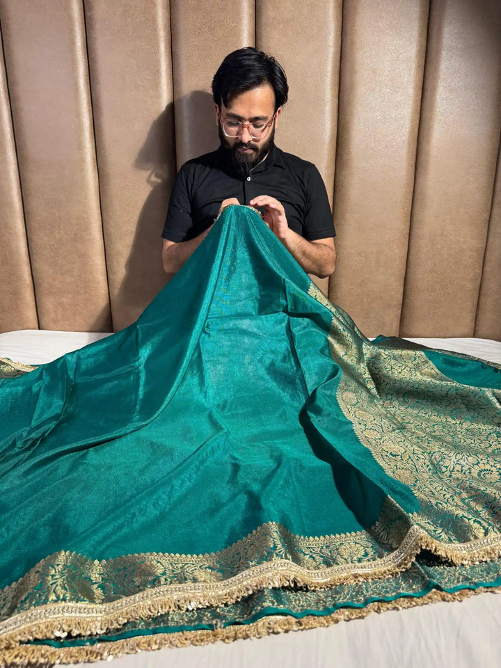 Mysore Silk Saree with rich pallu and blouse and designer lace work