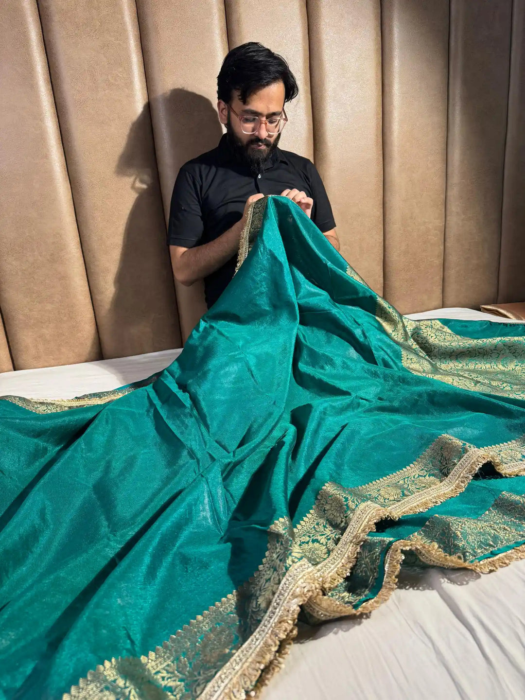 Mysore Silk Saree with rich pallu and blouse and designer lace work
