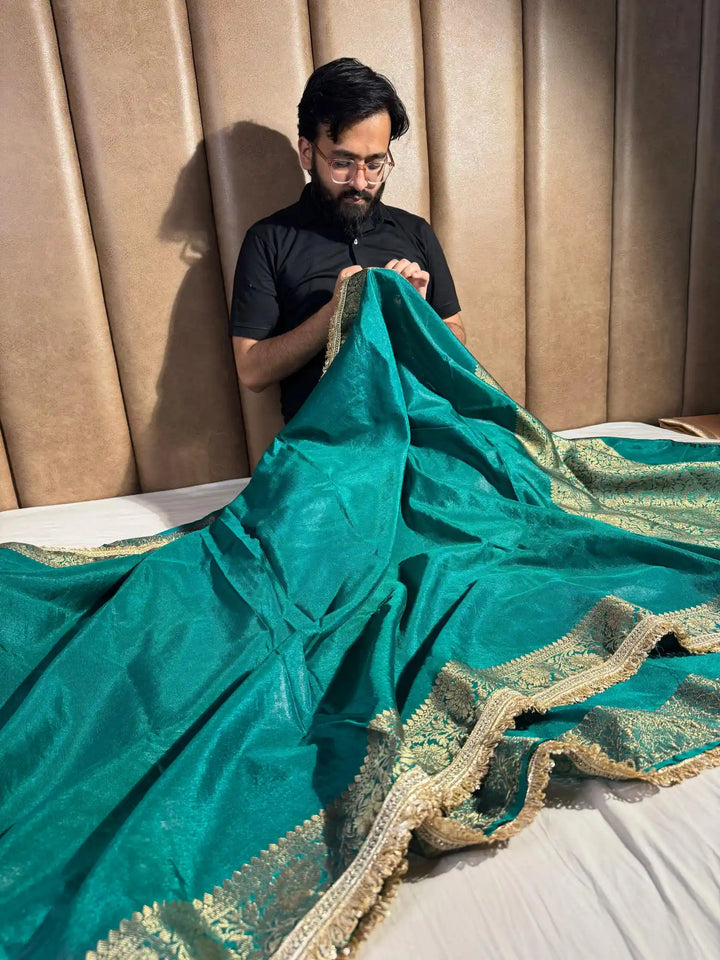 Mysore Silk Saree with rich pallu and blouse and designer lace work
