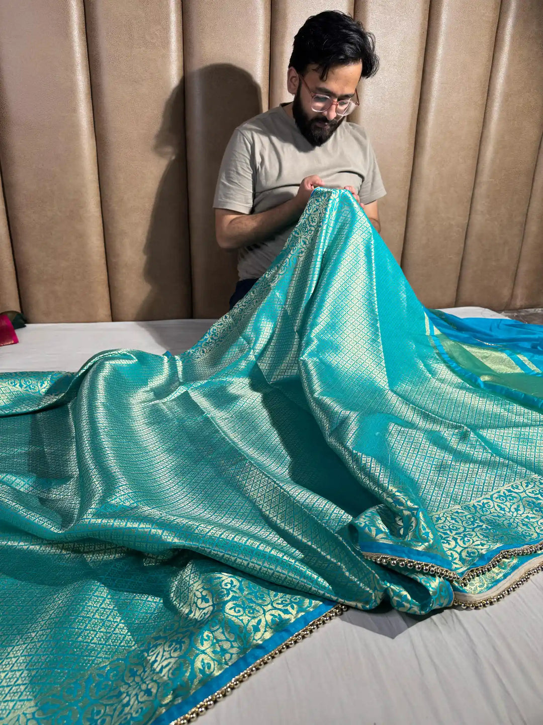 Never Seen Before Kanjivaram Tissue Silk Saree with Lacework