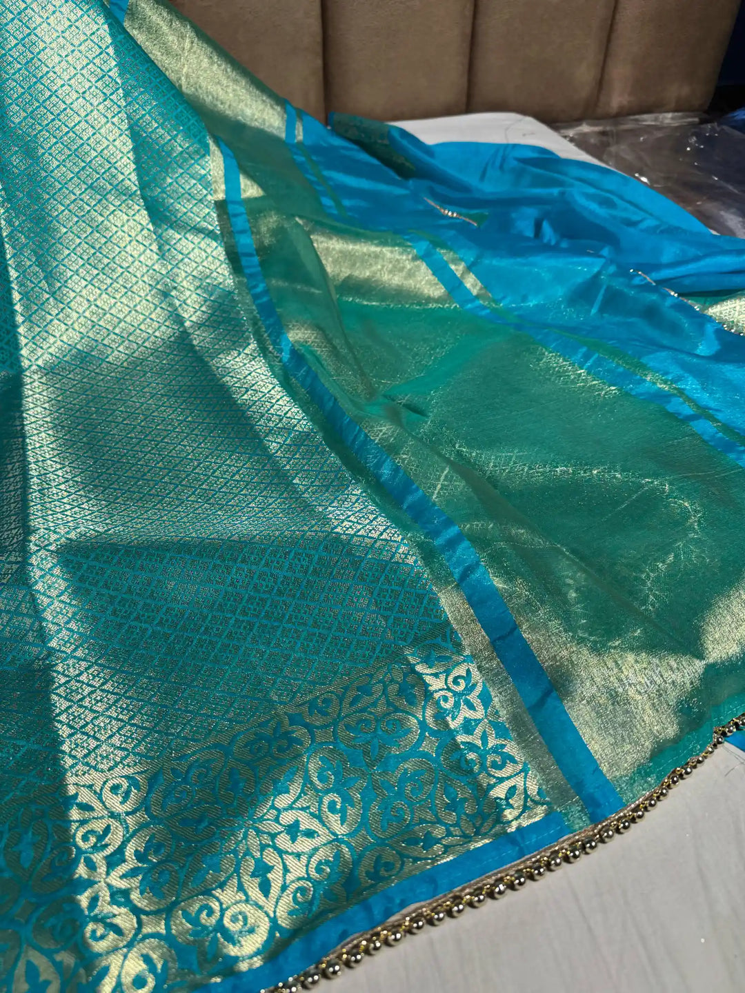 Never Seen Before Kanjivaram Tissue Silk Saree with Lacework