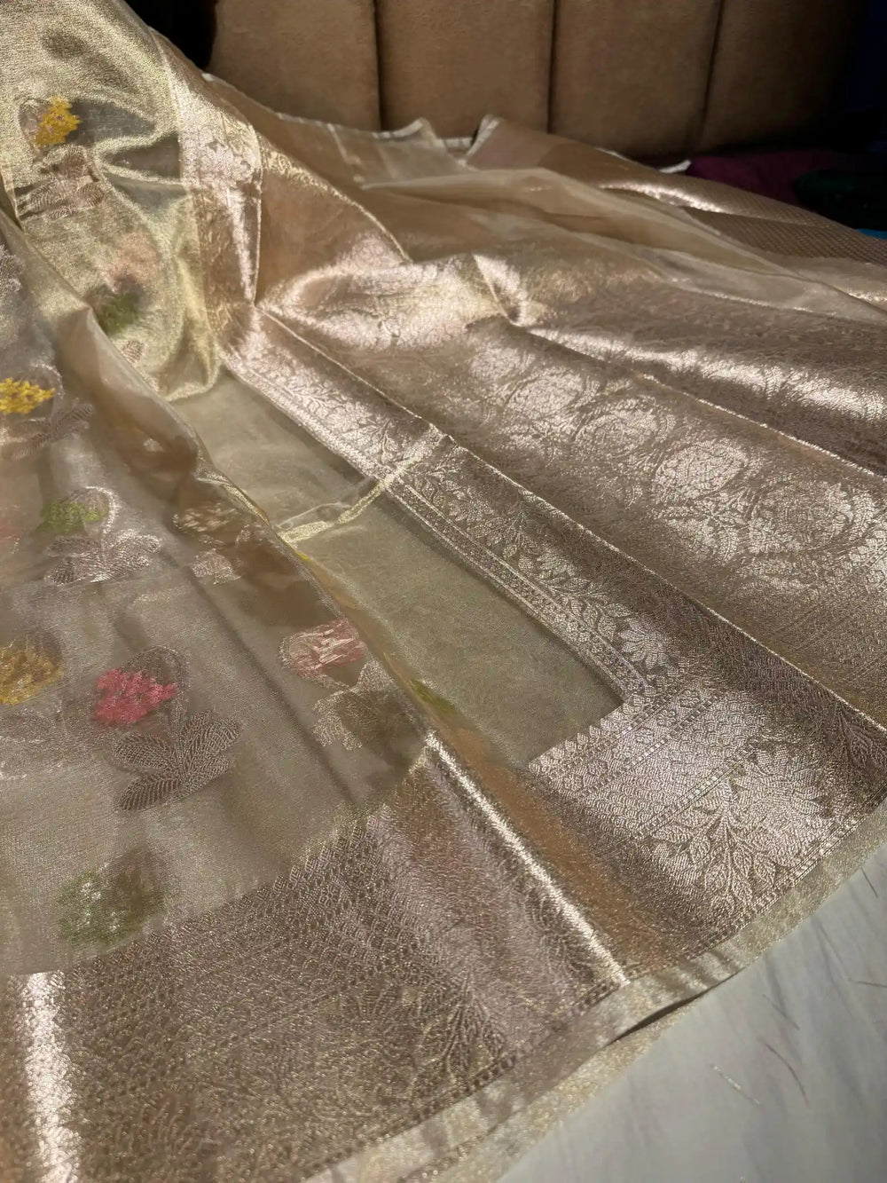Never Seen Before Water Zari Tissue Silk Saree with Meenakari Work