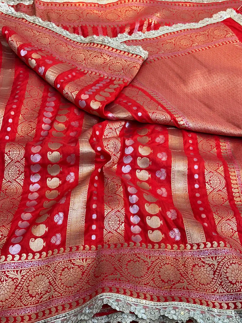 Nita Ambani Banarasi Georgette Silk Saree with Lace Work