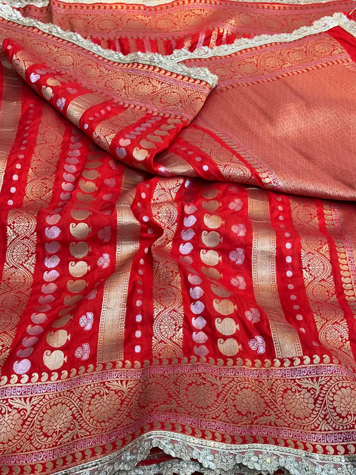 Nita Ambani Banarasi Georgette Silk Saree with Lace Work