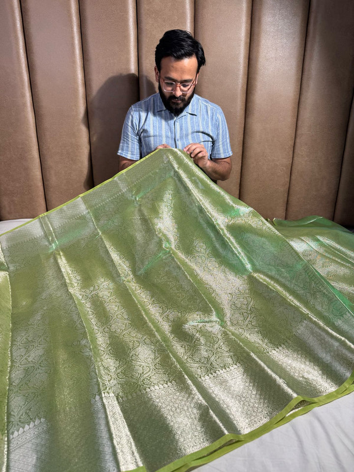 Parrot Green Dual Shade glass tissue silk