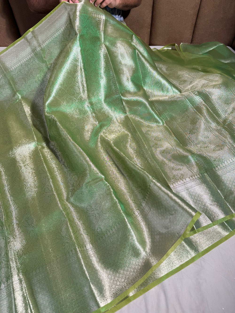 Parrot Green Dual Shade glass tissue silk