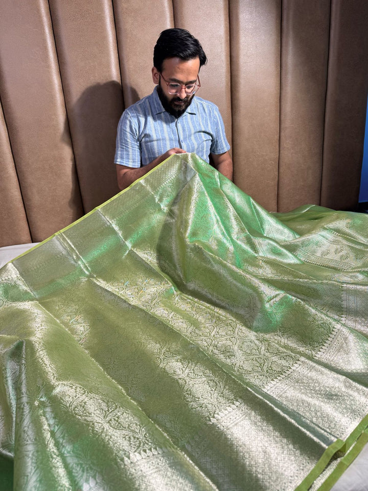 Parrot Green Dual Shade glass tissue silk