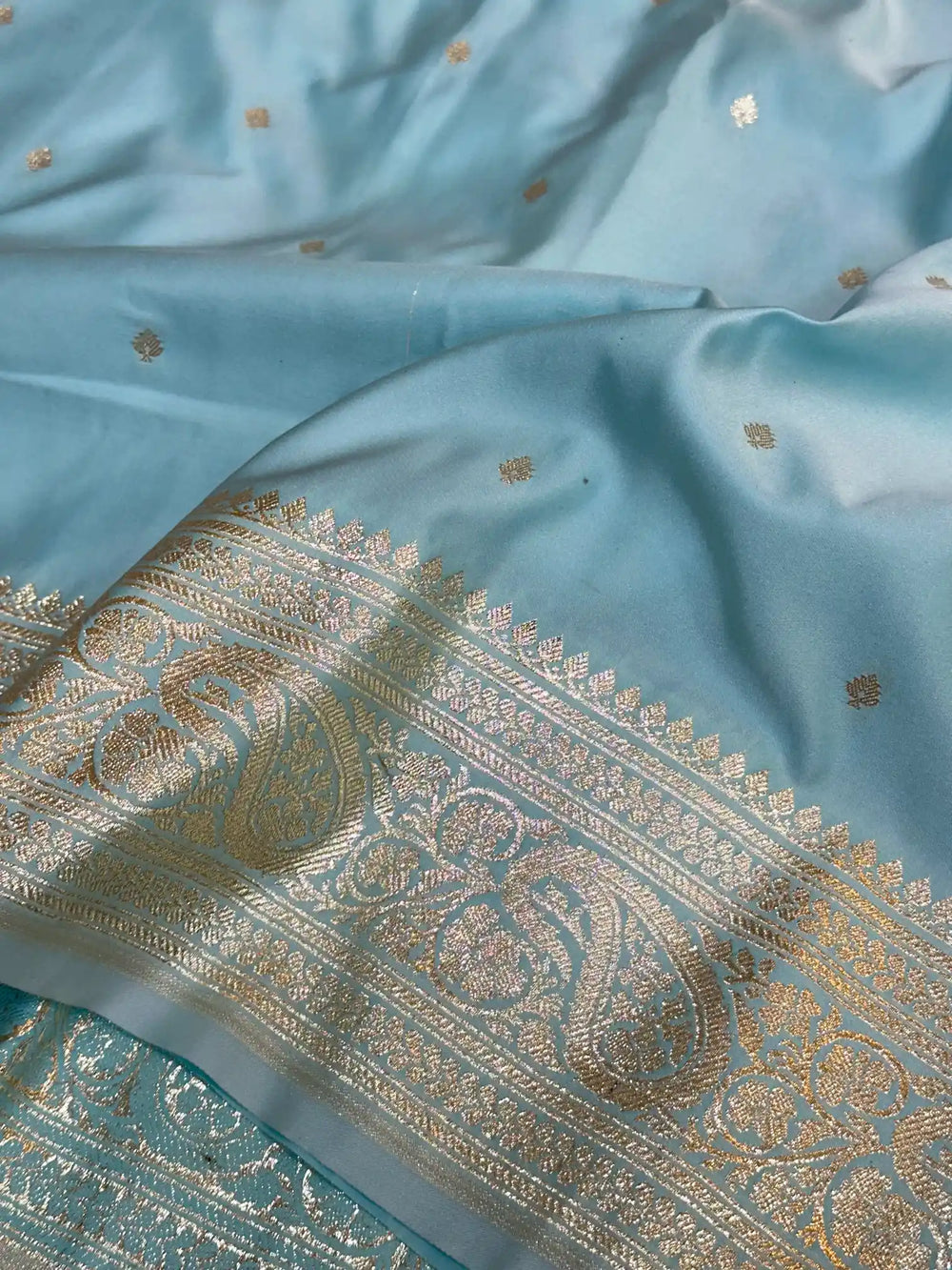 Pastel Blue Premium Mashru Katan Silk Banarasi Saree