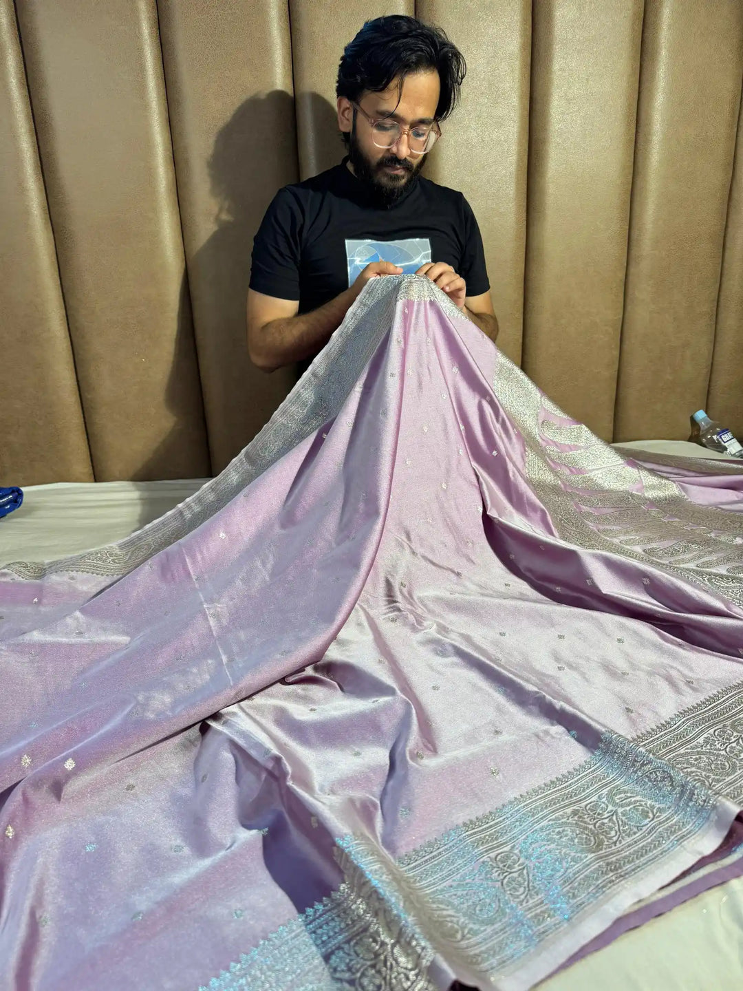 Pastel Lavandar Mashru Katan silk with rich pallu and blouse
