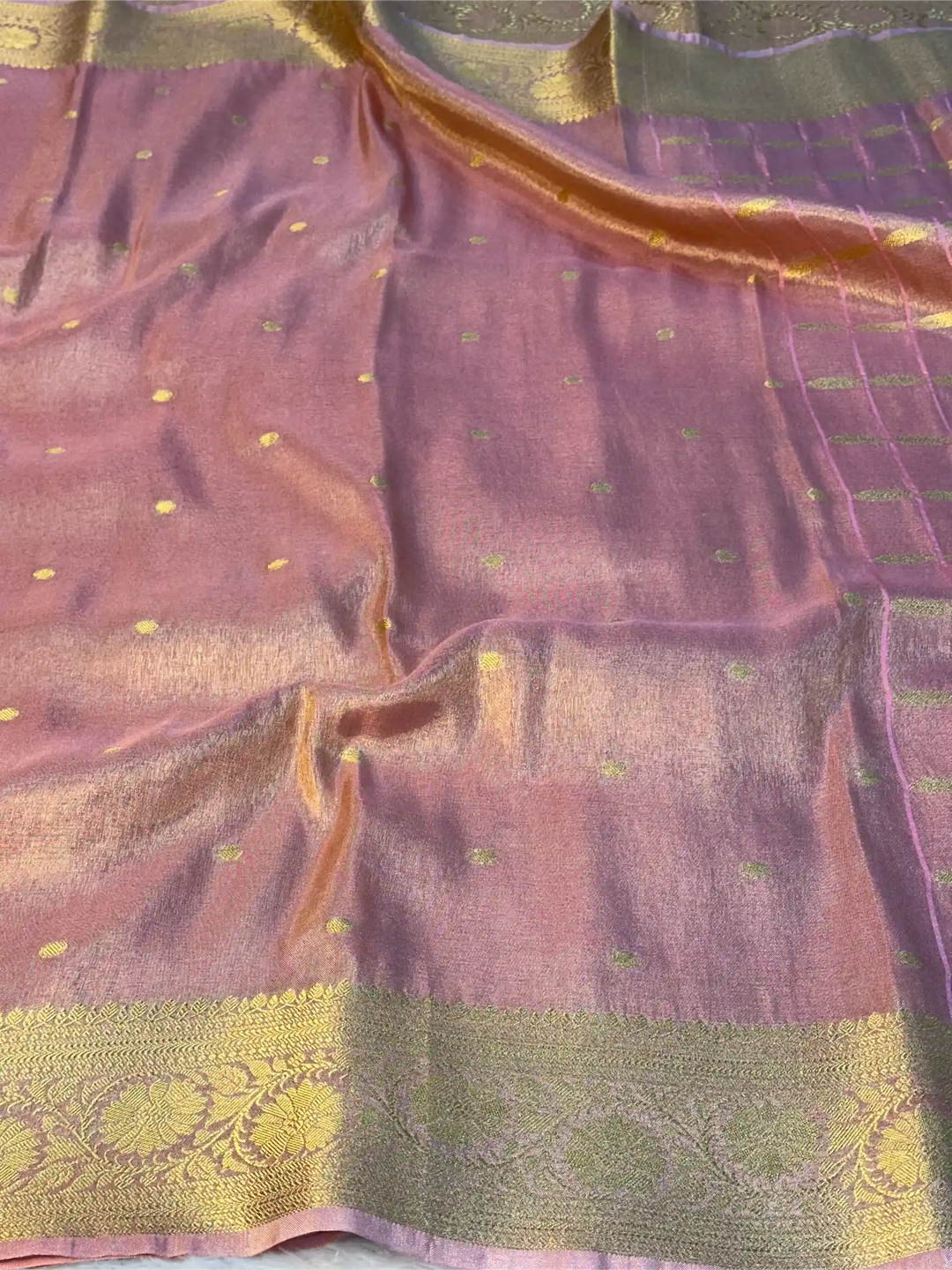 Peach Soft Breathable Tissue Silk Banarasi Saree