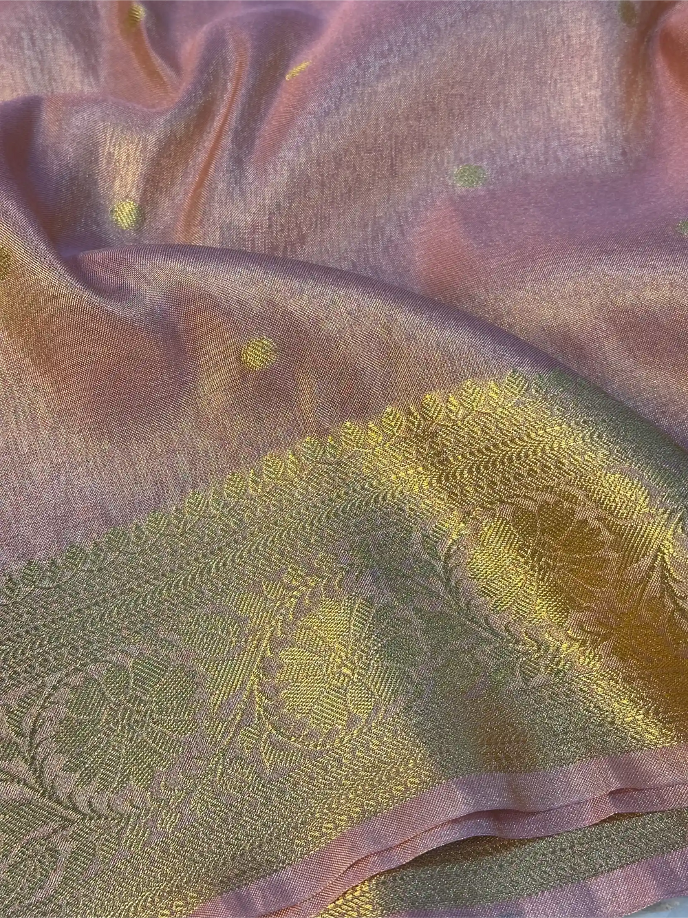 Peach Soft Breathable Tissue Silk Banarasi Saree