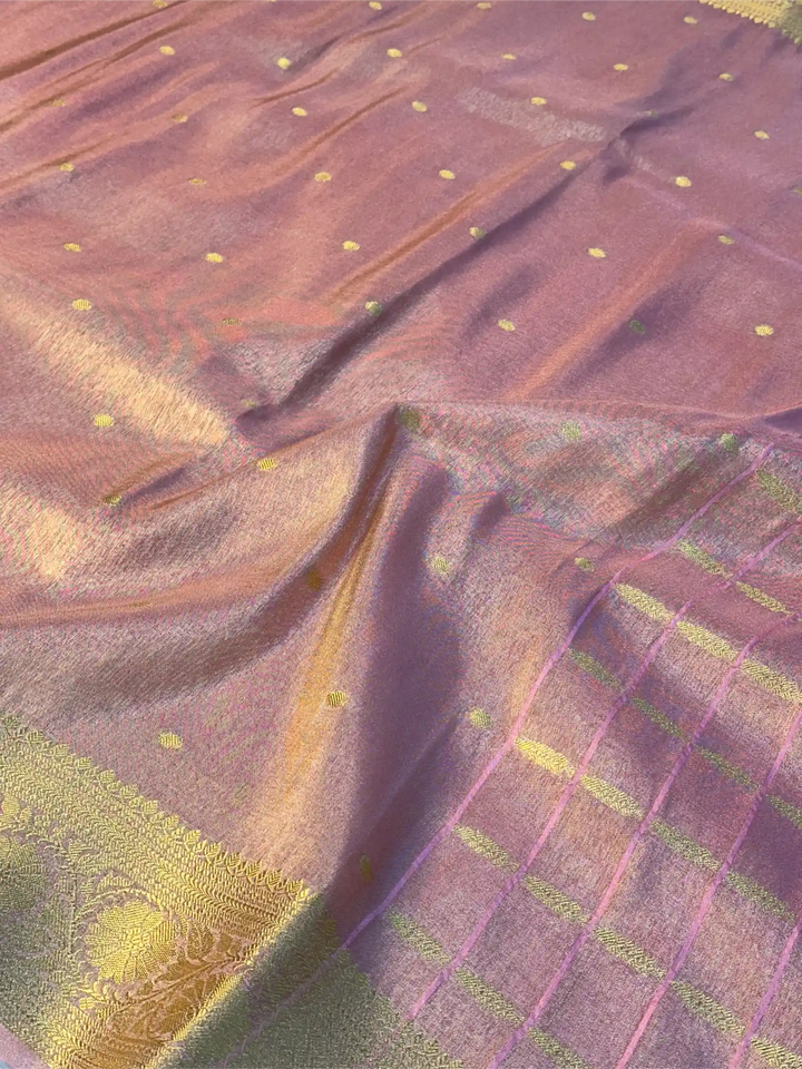 Peach Soft Breathable Tissue Silk Banarasi Saree