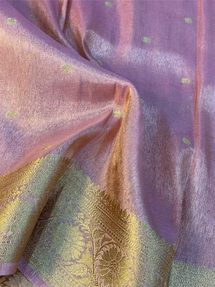 Peach Soft Breathable Tissue Silk Banarasi Saree