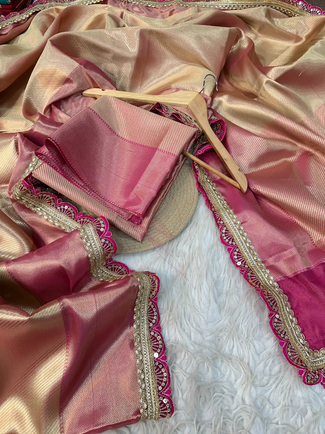 Premium Banarasi Tissue Silk Saree with Exclusive Lace Work