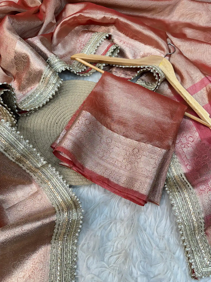 Premium Banarasi Tissue Silk Saree with Exclusive Lace Work