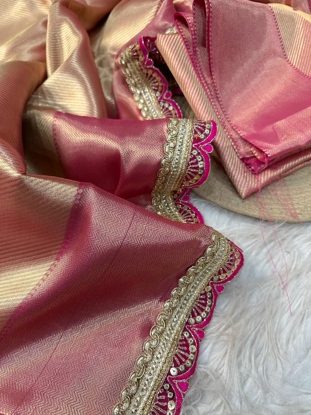 Premium Banarasi Tissue Silk Saree with Exclusive Lace Work