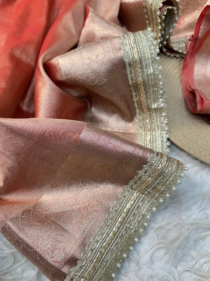Premium Banarasi Tissue Silk Saree with Exclusive Lace Work