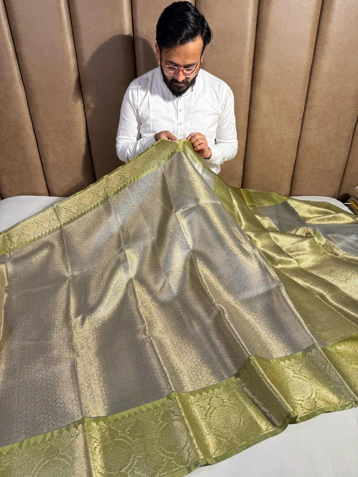 Premium Banarasi Tissue Silk Saree with Rich Pallu and Blouse
