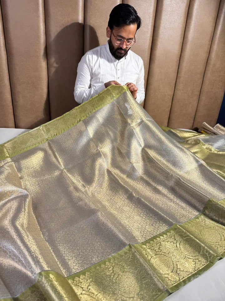 Premium Banarasi Tissue Silk Saree with Rich Pallu and Blouse