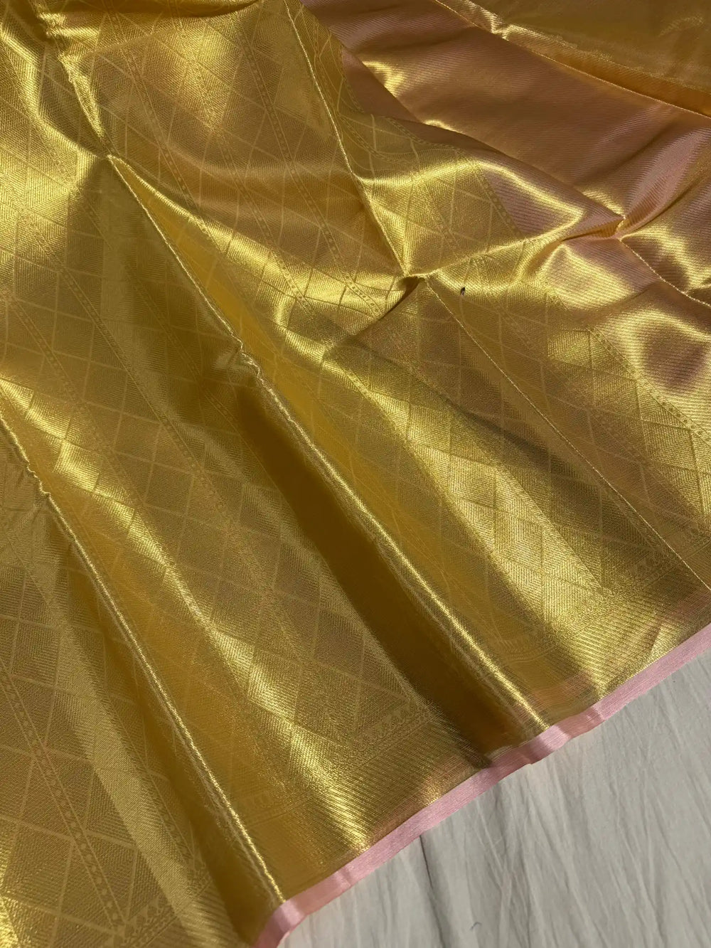 Premium Banarasi Tissue Silk Saree with Rich Pallu and Unique Pink Pipin Border