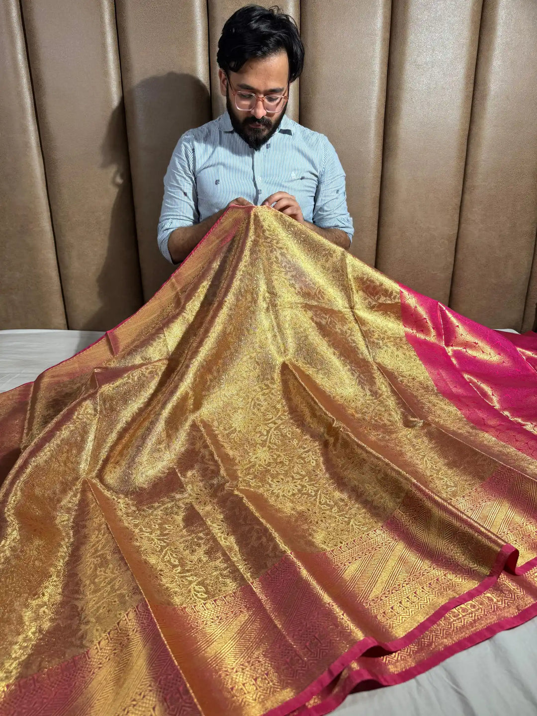 Premium Banarasi kanjivaram tissue silk saree with rich pallu and blouse