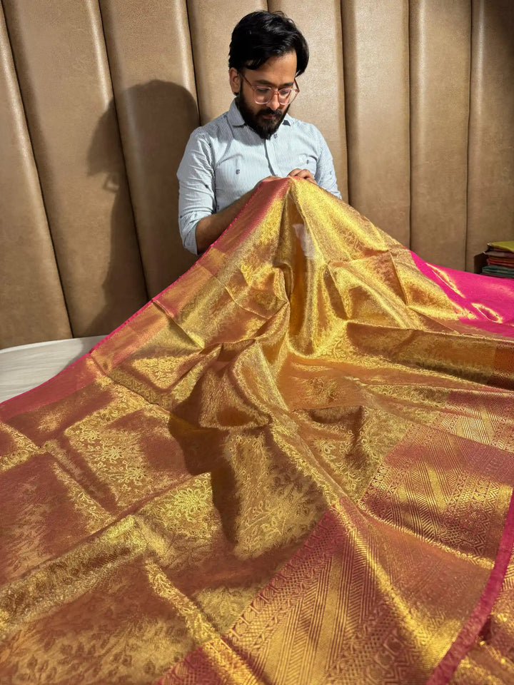 Premium Banarasi kanjivaram tissue silk saree with rich pallu and blouse