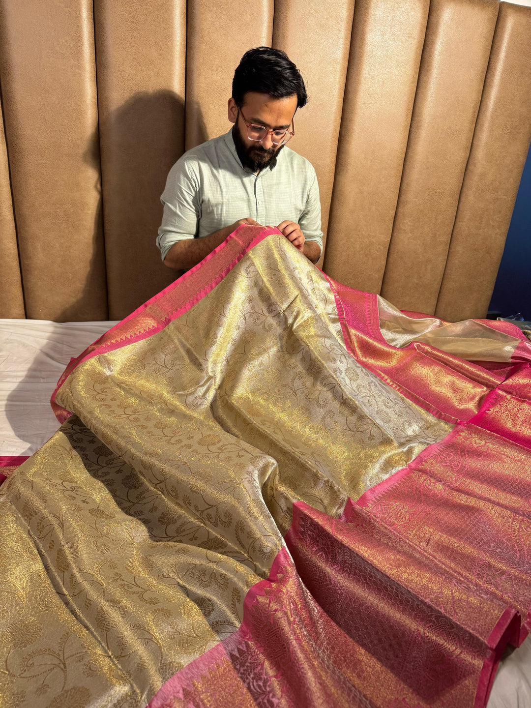 Premium Katan Tissue Silk Saree with Rich Pallu and Blouse
