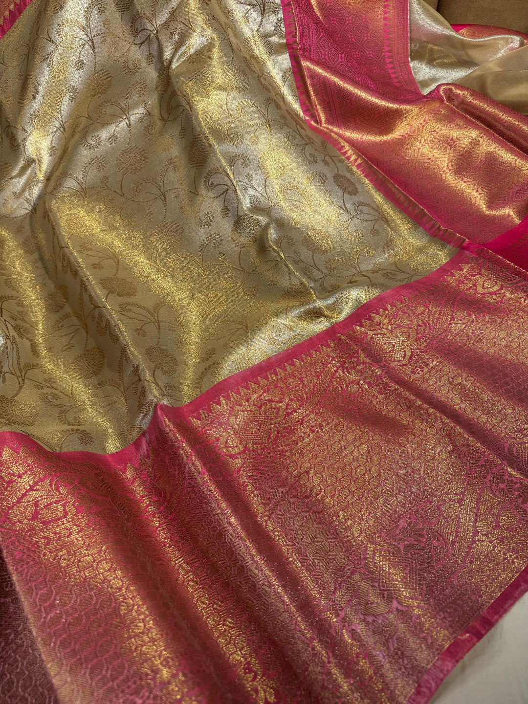 Premium Katan Tissue Silk Saree with Rich Pallu and Blouse