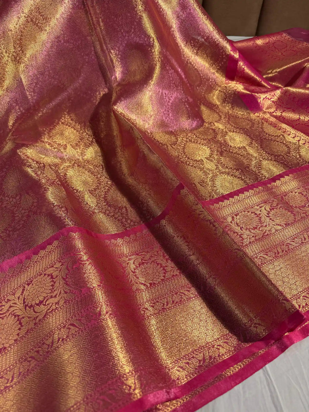 Premium Pink Tissue Katan Silk Banarasi Saree
