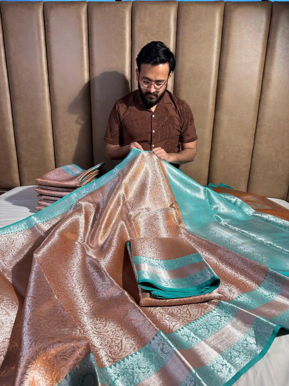 Premium Pink Tissue Silk Saree