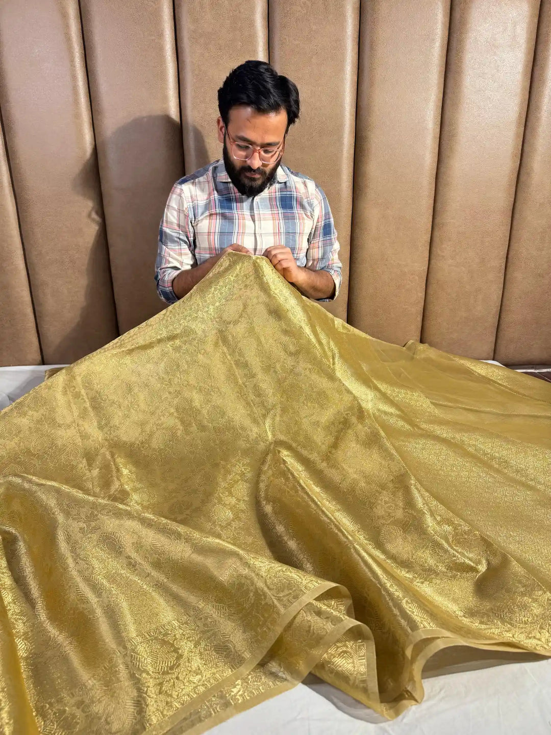 Premium Pure Gold Tone Tissue Silk Banarasi Saree