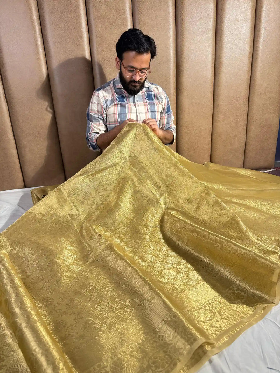 Premium Pure Gold Tone Tissue Silk Banarasi Saree