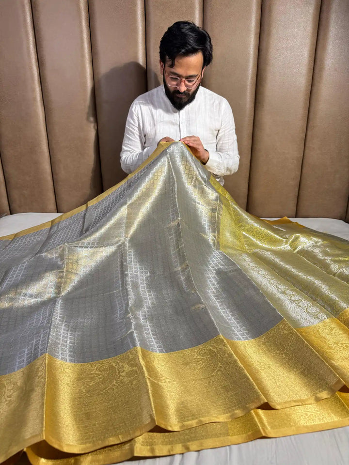 Premium Tissue Silk Saree with Rich Pallu and Blouse