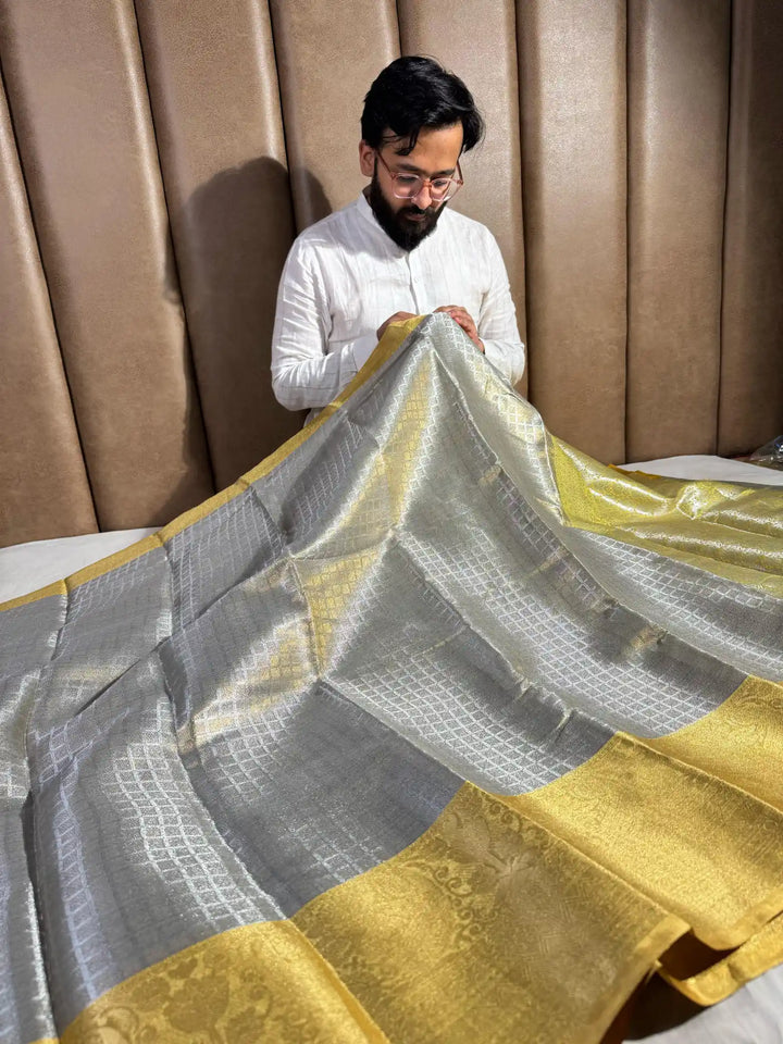 Premium Tissue Silk Saree with Rich Pallu and Blouse
