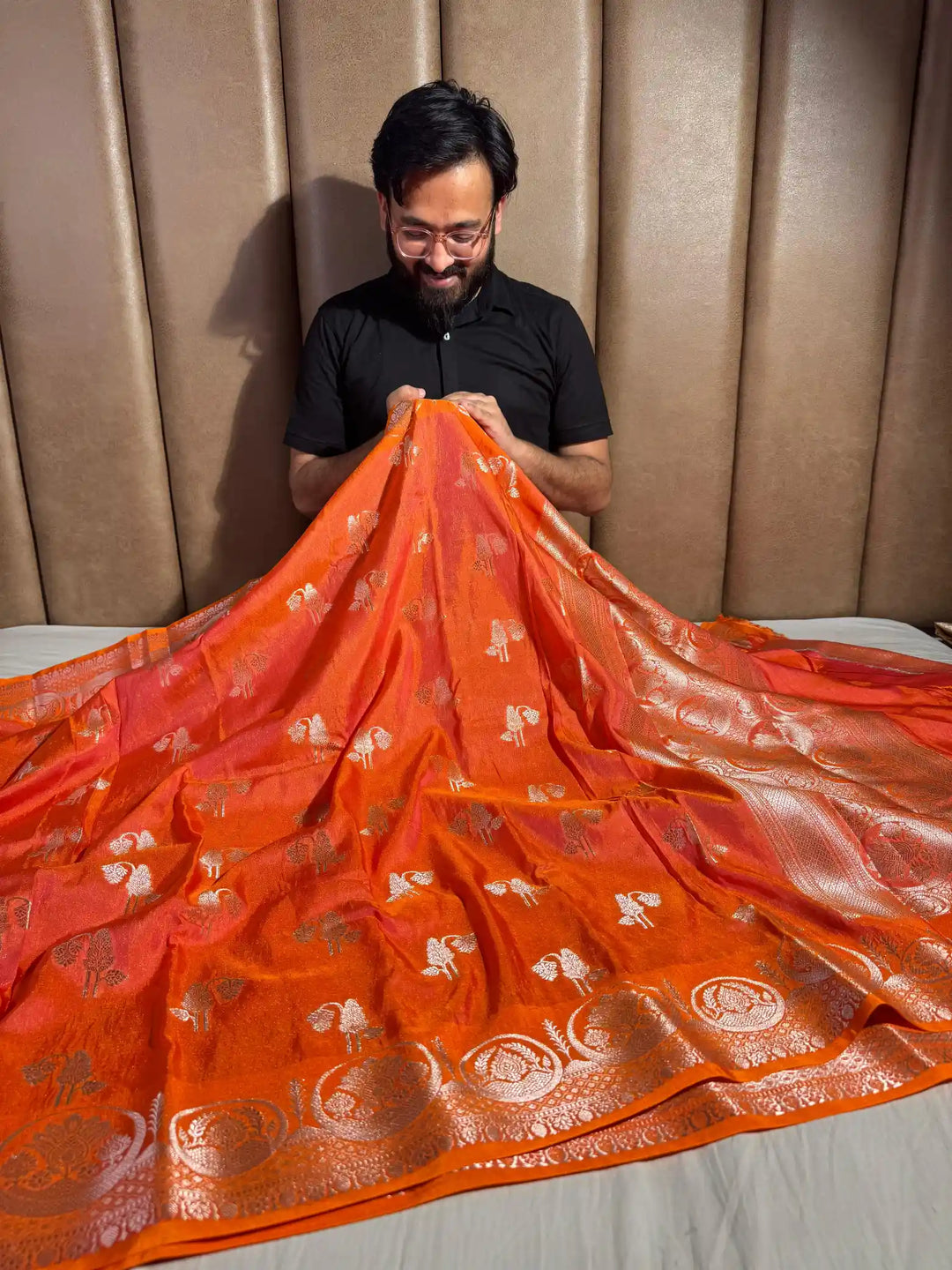 Premium banarasi tissue georgette saree with rich pallu and blouse
