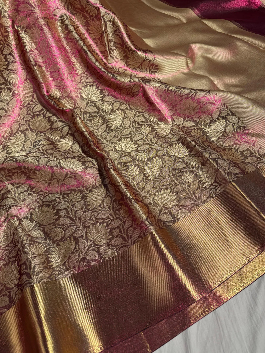Premium banarasi tissue silk with resham embossed work & rich pallu