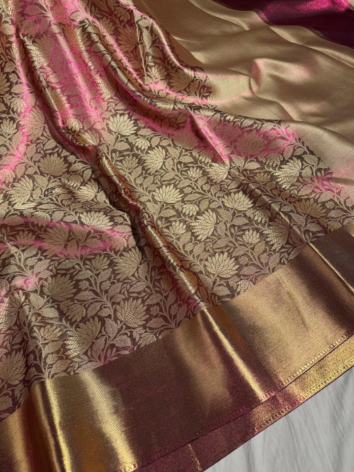 Premium banarasi tissue silk with resham embossed work & rich pallu