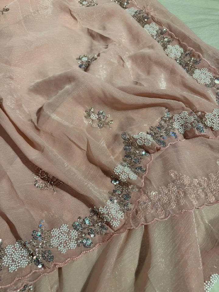 Premium handwork limited edition saree with exclusive lightweight dual tone tissue silk saree and complete pallu blouse handwork