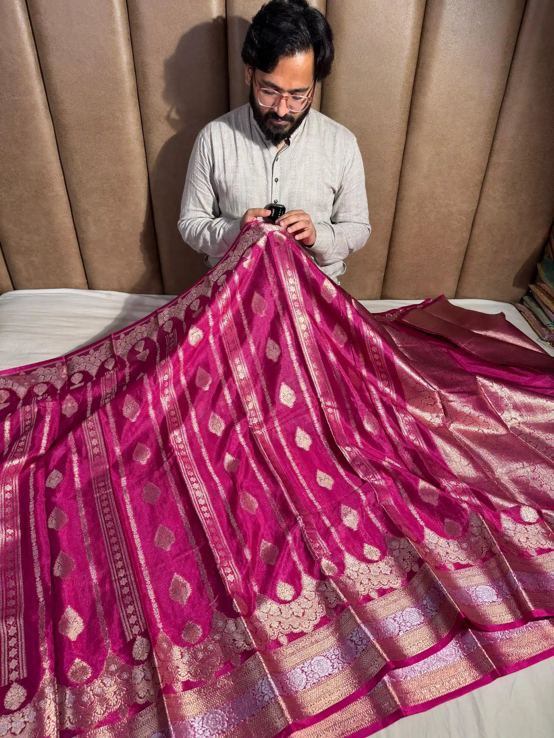 Rani Pink Banarasi Warm Silk Saree with Rich Pallu and Blouse
