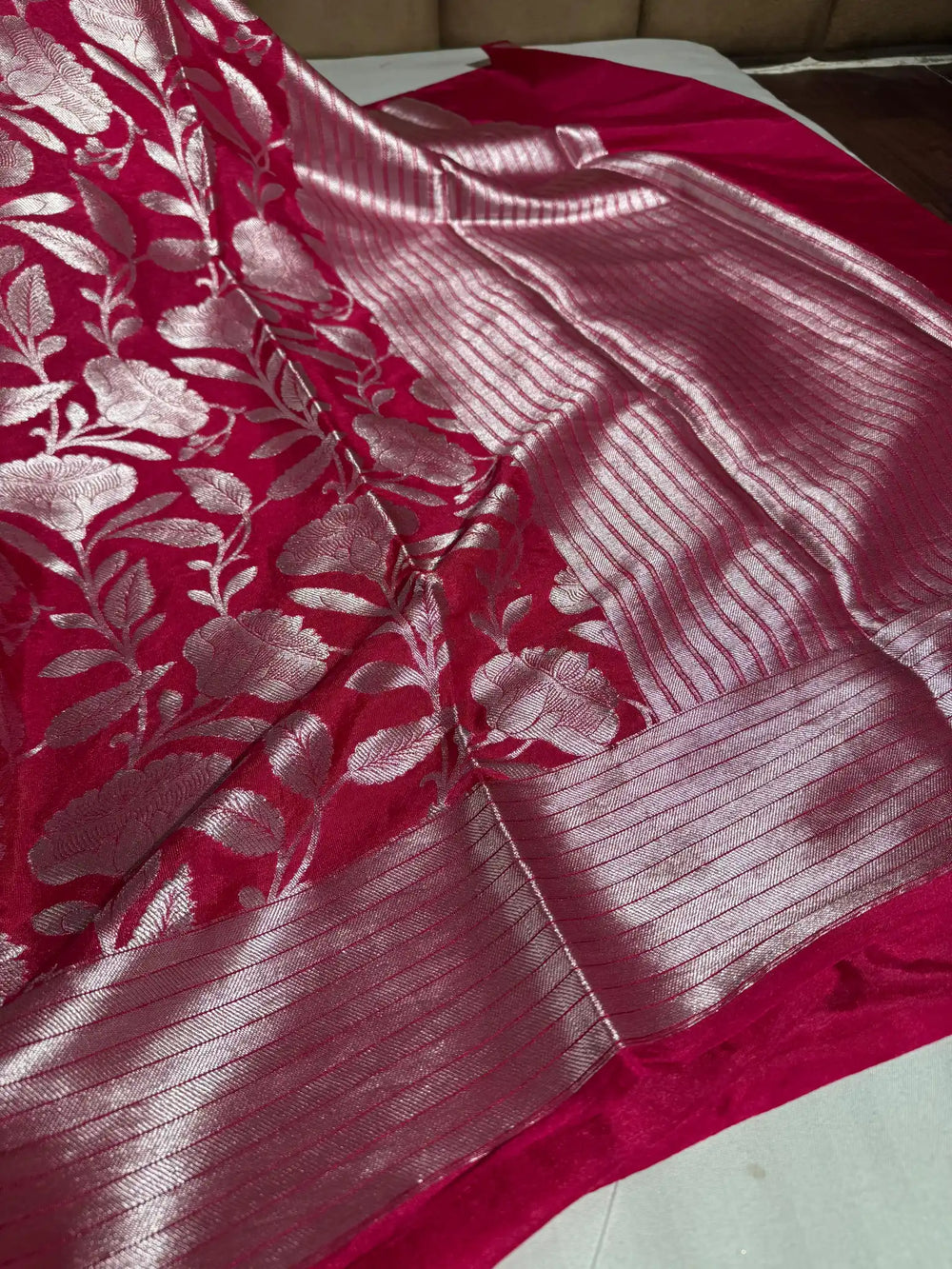 Rani Pink Katan Silk Saree with Rich Pallu and blouse