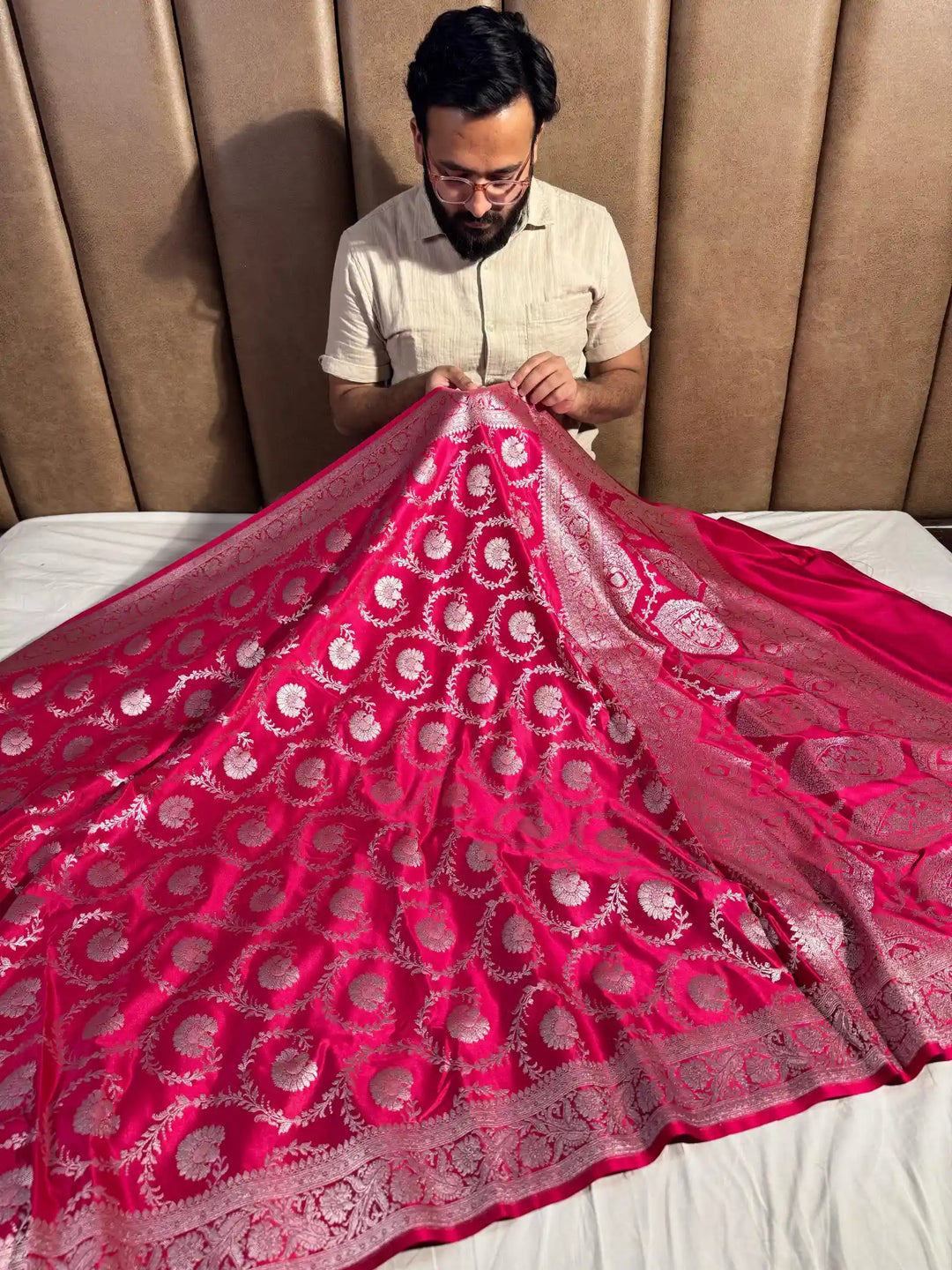 Rani Pink Pretty Mashru Silk Saree