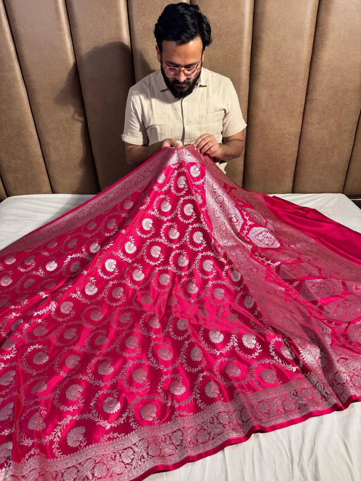 Rani Pink Pretty Mashru Silk Saree