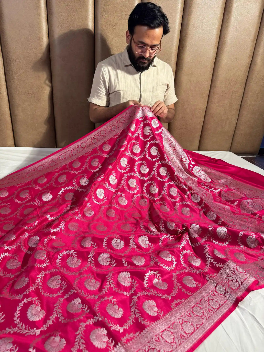 Rani Pink Pretty Mashru Silk Saree