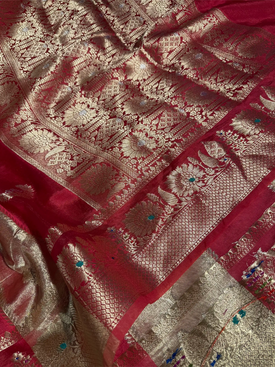 Rani Pink Rare Chinia Tissue Heritage Banarasi Saree