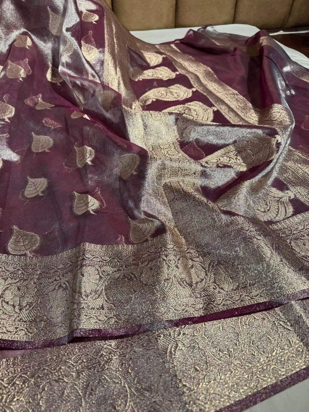 Raspberry Tissue Silk Saree with Rich Pallu and Blouse