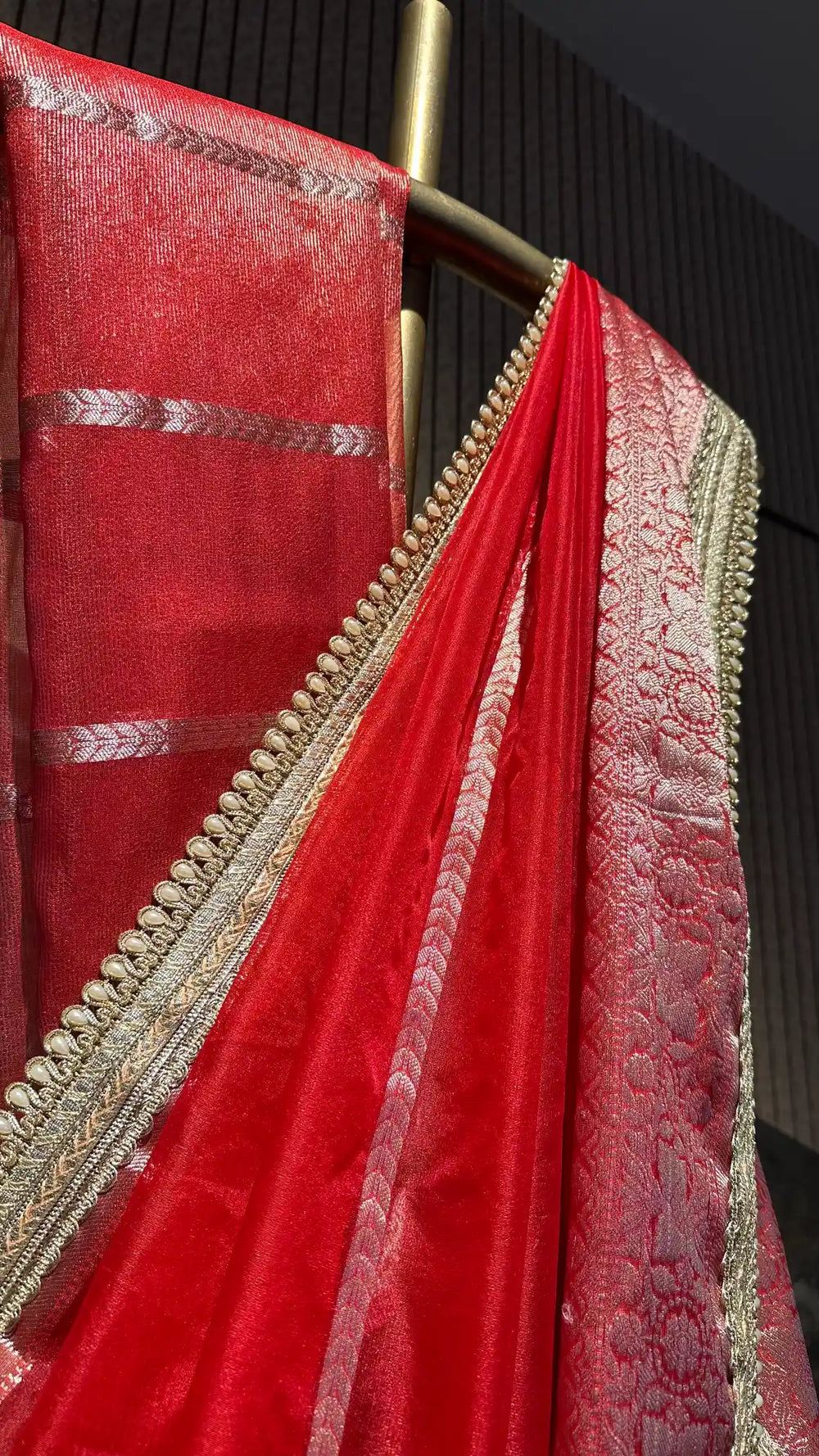 Ready To Wear Bridal Red Organza Banarasi Designer Saree