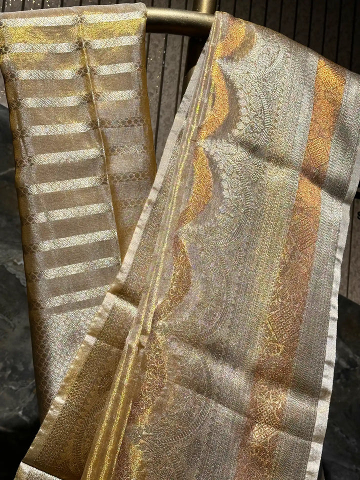 Ready To Wear Copper Tissue Silk Heritage Banarasi Saree