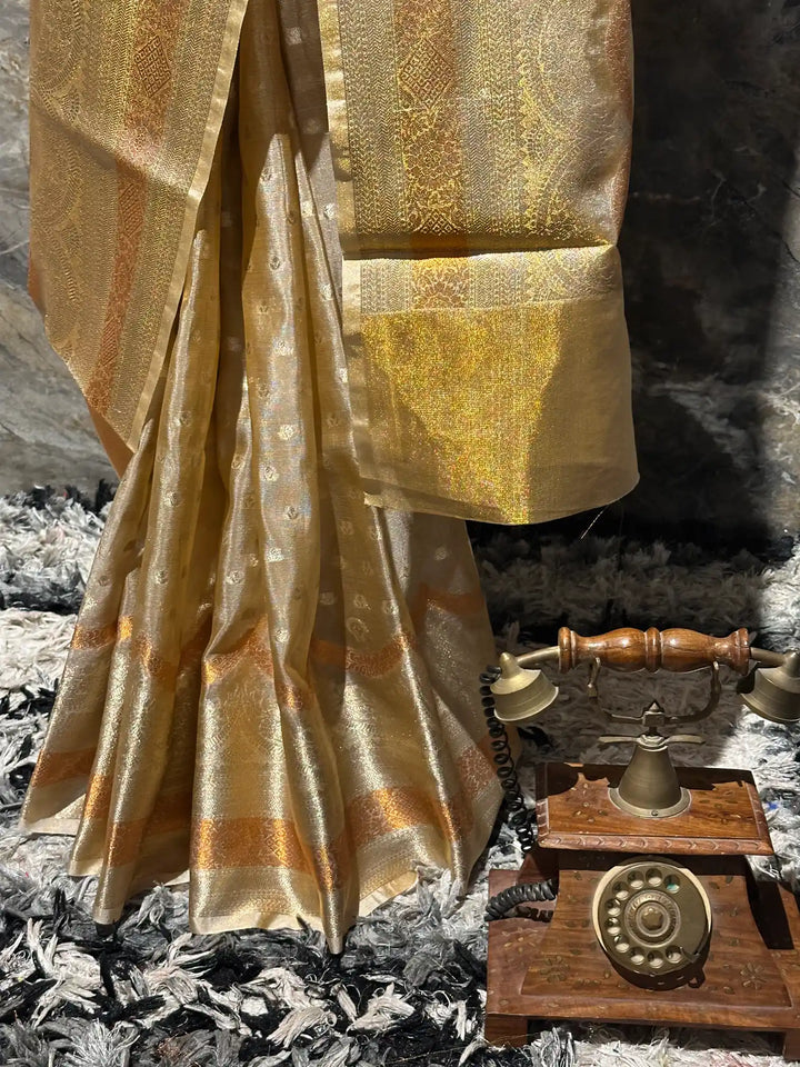 Ready To Wear Copper Tissue Silk Heritage Banarasi Saree