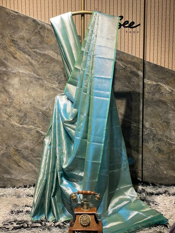 Ready To Wear Dual Shaded Glass Tissue Silk Banarasi Saree